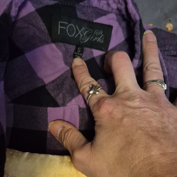 Fox Women's Purple and Black Checkered Button Down Shirt - Picture 2 of 4